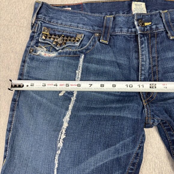 True Religion Ricky Distressed Embellished Studded Jeans Size 36X34 Y2k Straight - Picture 5 of 14